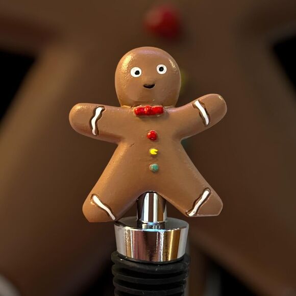 Whimsical Christmas Wine Stopper - Gingerbread Man Home Accent - Picture 4 of 5
